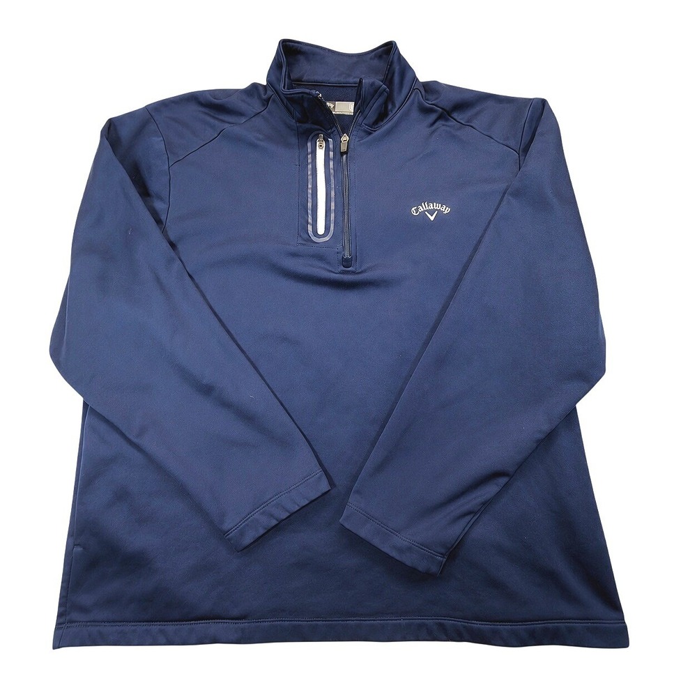 Callaway Men's XL Navy Quarter Zip Golf Pullover Fleece Lined Chest Pocket